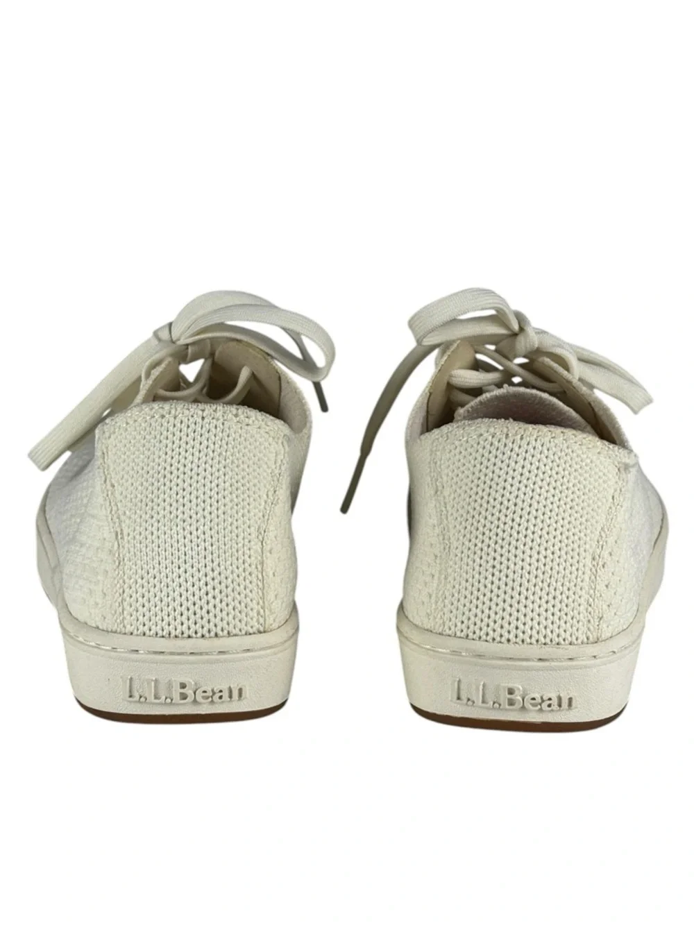 LL BEAN PAPERWHITE ECO BAY RECYCLED SOFT KNIT LACE UP SNEAKER TENNIS SHOES